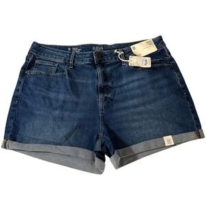 ANA A New Approach Mid-Rise Shortie Denim Shorts Size 16 Blue Cuffed 3.5" Inseam